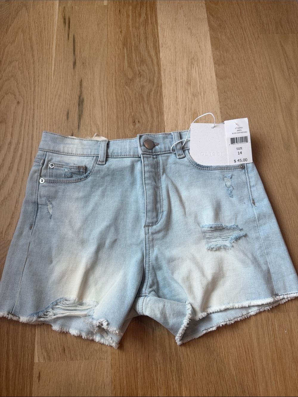 DL1961 Girls Light Blue Distressed Denim Shorts